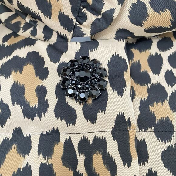 NWT Kate Spade Run Wild Leopard Puffer Ruffle Collar Jacket Women's Size 16 - Picture 6 of 16
